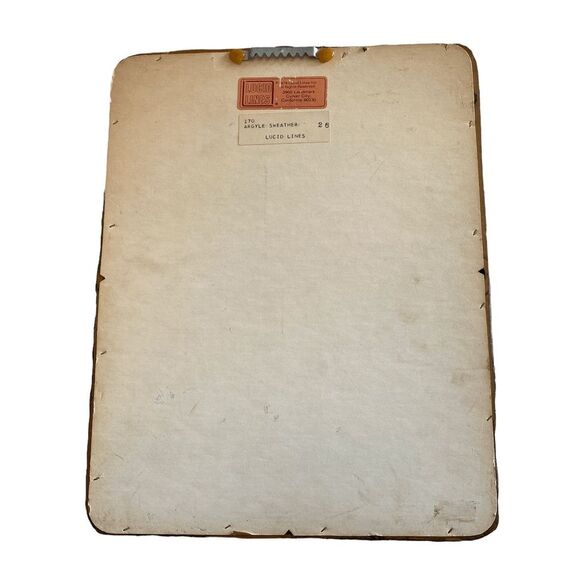 Vintage Lucid Lines Photography on Glass Argyle Sweater 1979 Wicker Frame - Picture 6 of 7